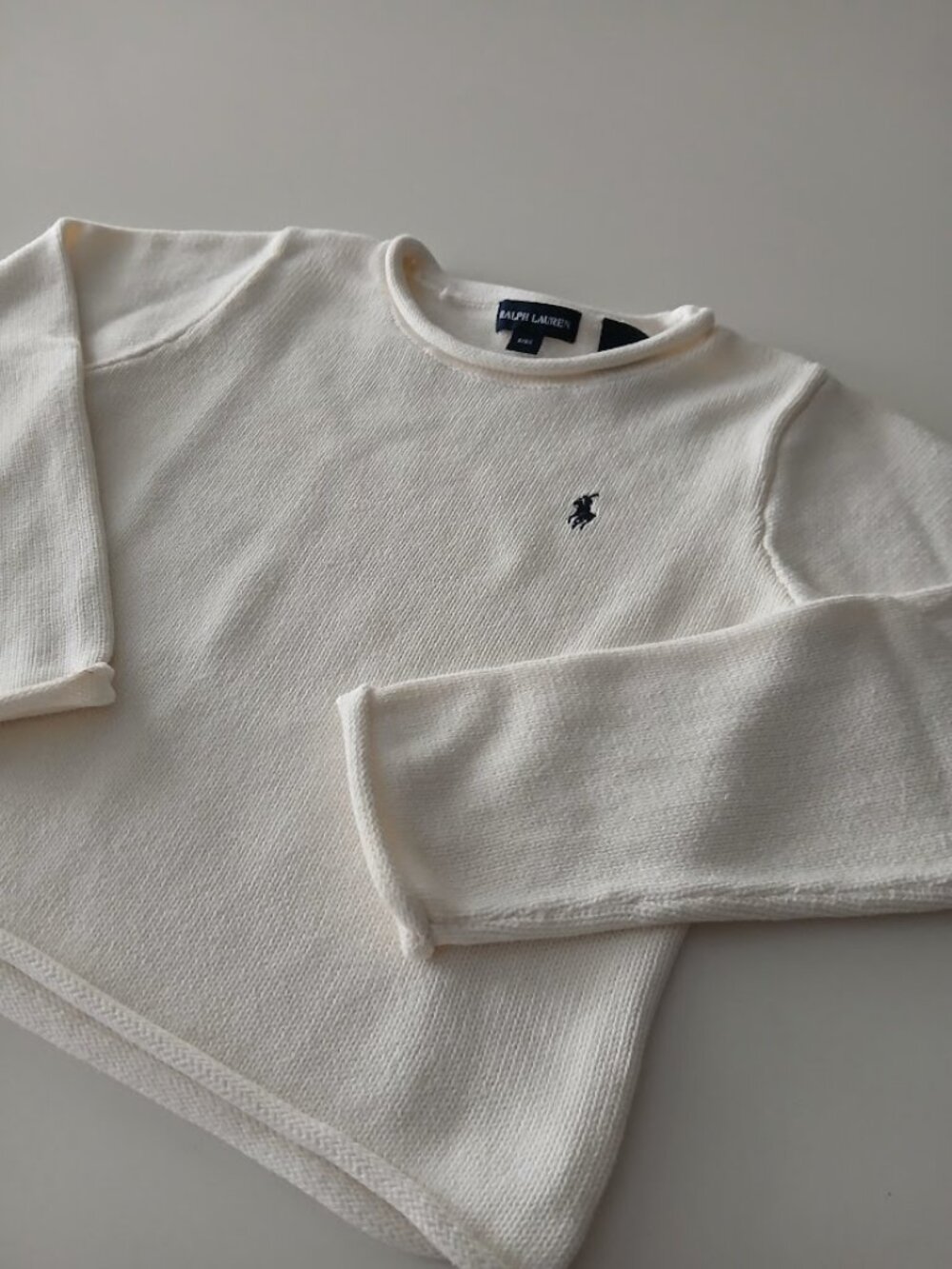 Ralph Lauren White 100% Cotton Rolled Edge Sweater 6-6x
